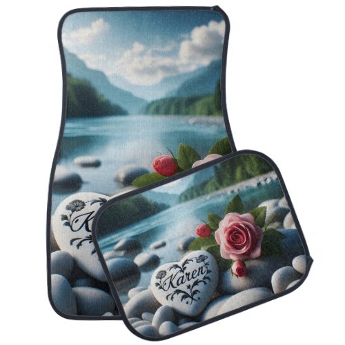 Karens River Heart Car Floor Mat