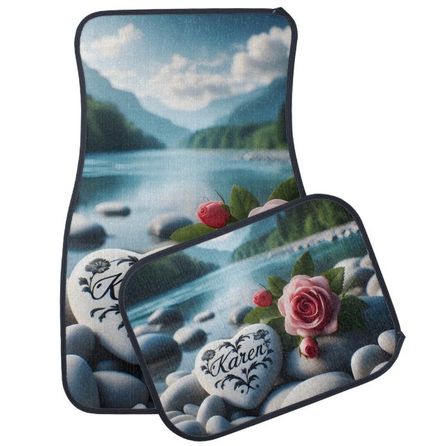 Karen's River Heart Car Floor Mat (Set)