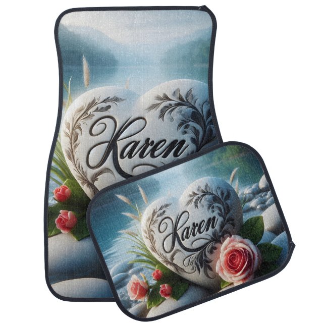 Karen's River Heart Car Floor Mat (Set)
