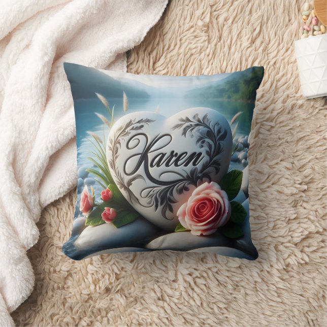 Karen's River Heart Throw Pillow (Blanket)
