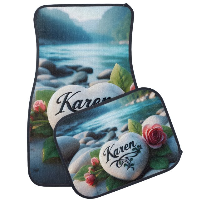 Karen's River Stone Heart Car Floor Mat (Set)