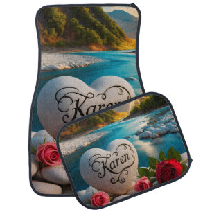Karen's River Sunset Heart Car Floor Mat