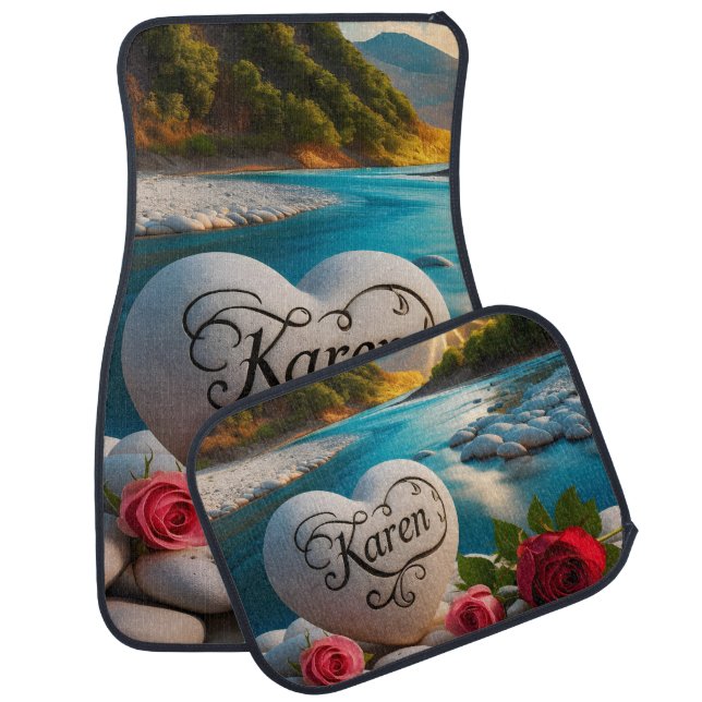 Karen's River Sunset Heart Car Floor Mat (Set)