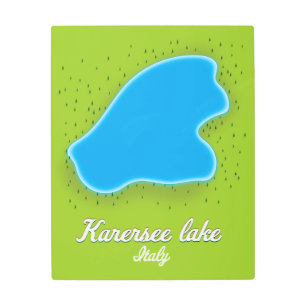 Karersee lake Italy map Metal Print