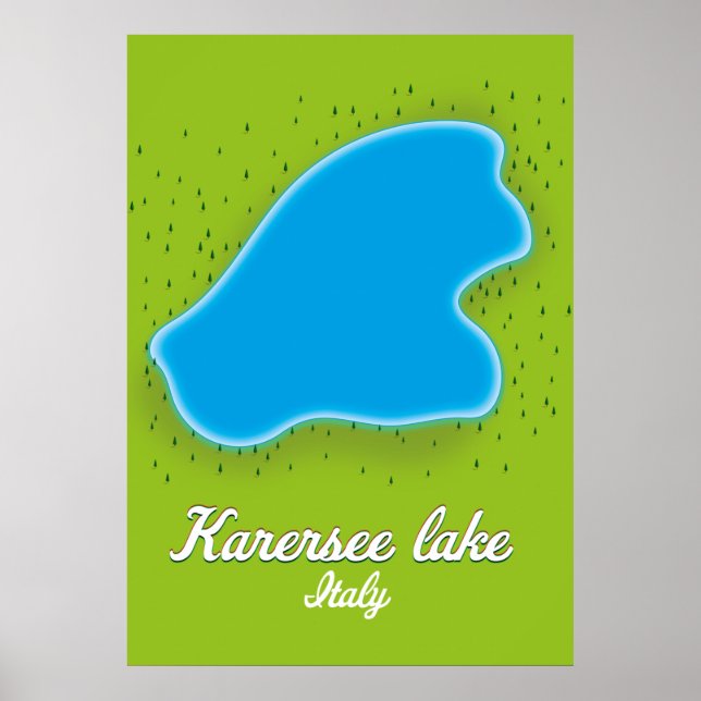Karersee lake Italy map Poster (Front)