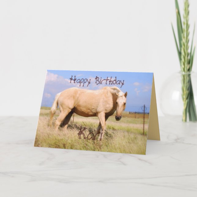 Kari Happy Birthday Palomino Horse Card (Front)
