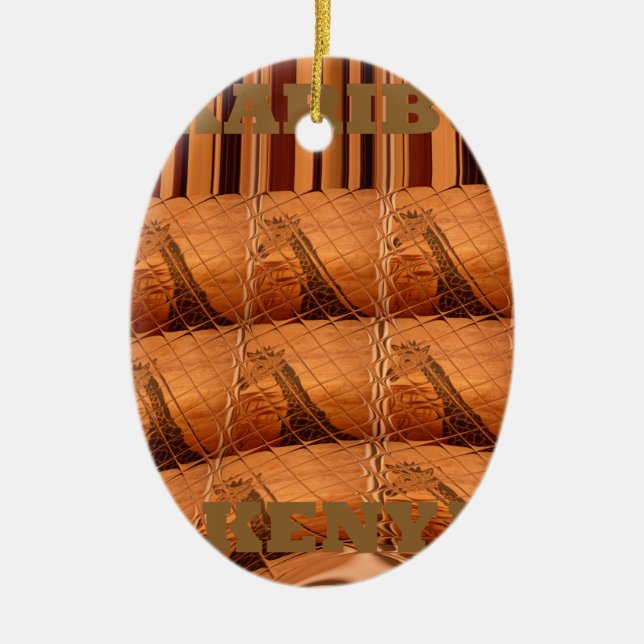 Karibu Giraffe Hakuna Matata Chic Modern  art  Col Ceramic Ornament (Front)