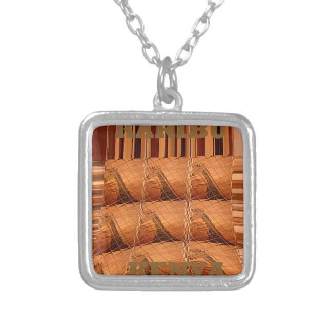 Karibu Giraffe Hakuna Matata Motif Silver Plated Necklace (Front)