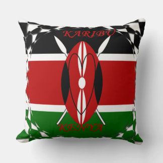 Karibu Kenya Hakuna Matata Flag Colors Throw Pillow