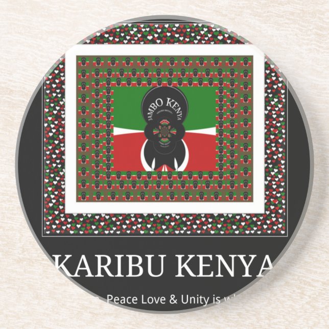 Karibu Kenya: Vibrant National Flag Colors Hakuna  Coaster (Front)