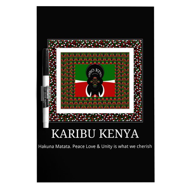 Karibu Kenya: Vibrant National Flag Colors Hakuna  Dry Erase Board (Front)