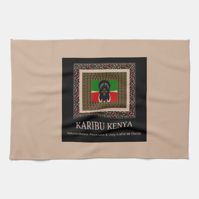 Karibu Kenya: Vibrant National Flag Colors Hakuna  Kitchen Towel (Horizontal)