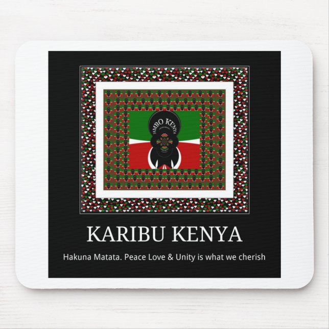 Karibu Kenya: Vibrant National Flag Colors Hakuna  Mouse Pad (Front)