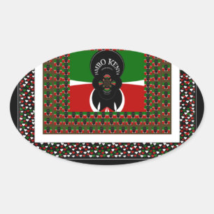 Karibu Kenya: Vibrant National Flag Colors Hakuna Oval Sticker