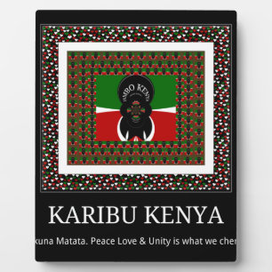 Karibu Kenya: Vibrant National Flag Colors Hakuna  Plaque