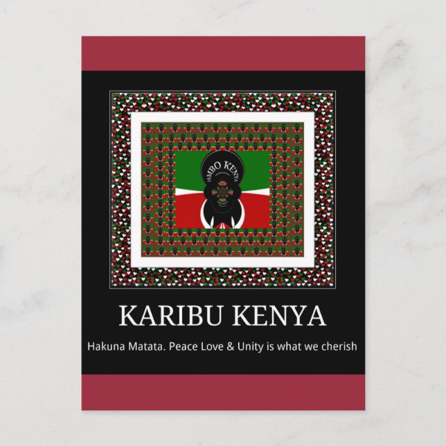 Karibu Kenya: Vibrant National Flag Colors Hakuna  Postcard (Front)