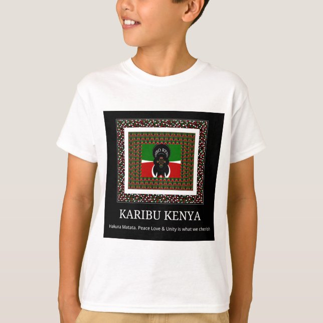 Karibu Kenya: Vibrant National Flag Colors Hakuna  T-Shirt (Front)