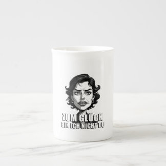 Karikatur mit „Zum Glück…“-Zitat Bone China Mug