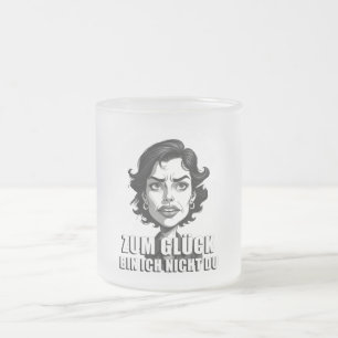 Karikatur mit „Zum Glück…“-Zitat Frosted Glass Coffee Mug