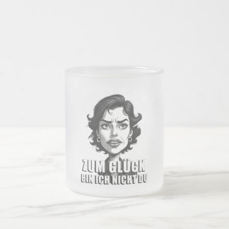 Karikatur mit „Zum Glück…“-Zitat Frosted Glass Coffee Mug