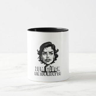 Karikatur mit „Zum Glück…“-Zitat Mug