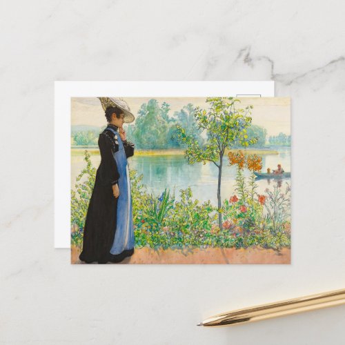 Karin by the Shore by Carl Larsson Holiday Postcard