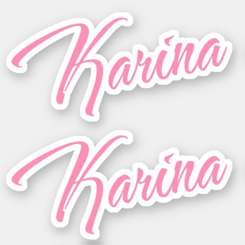 Karina Decorative Name in Pink x2 Sticker