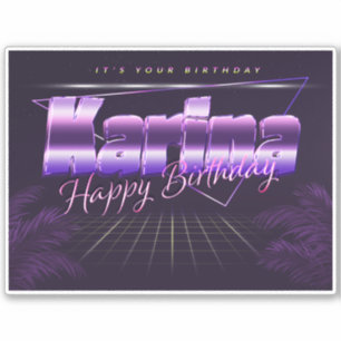 Karina name first name purple retro sticker birthd