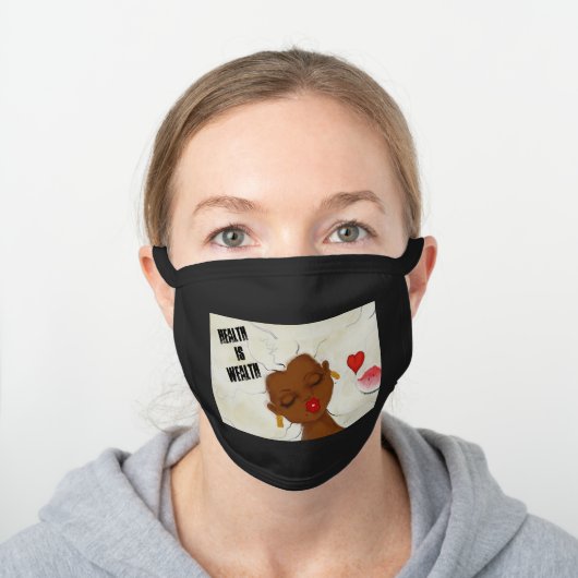 karinsArt HEALTH is WEALTH Black Cotton Face Mask (Worn)
