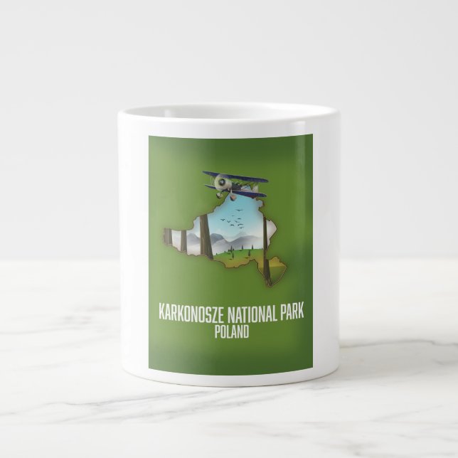 Karkonosze National Park Poland map Giant Coffee Mug (Front)