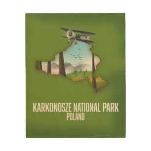 Karkonosze National Park Poland map Wood Wall Art