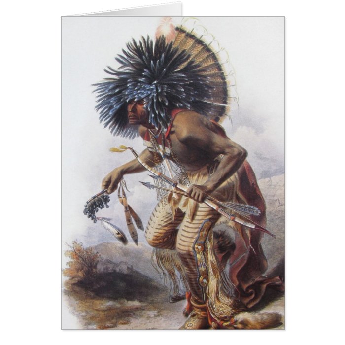 Karl Bodmer   Moennitarri Warrior doing Dog Dance Greeting Card