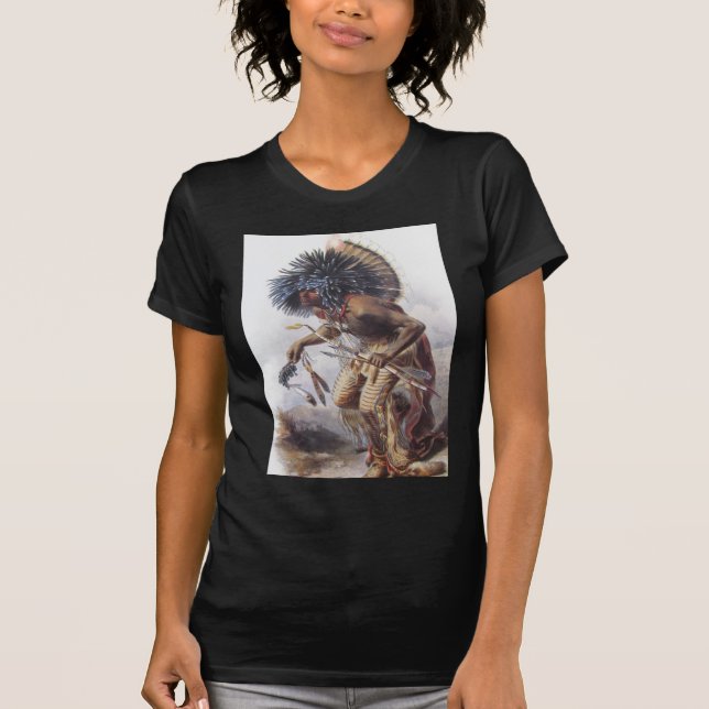 Karl Bodmer - Moennitarri Warrior doing Dog Dance  T-Shirt (Front)