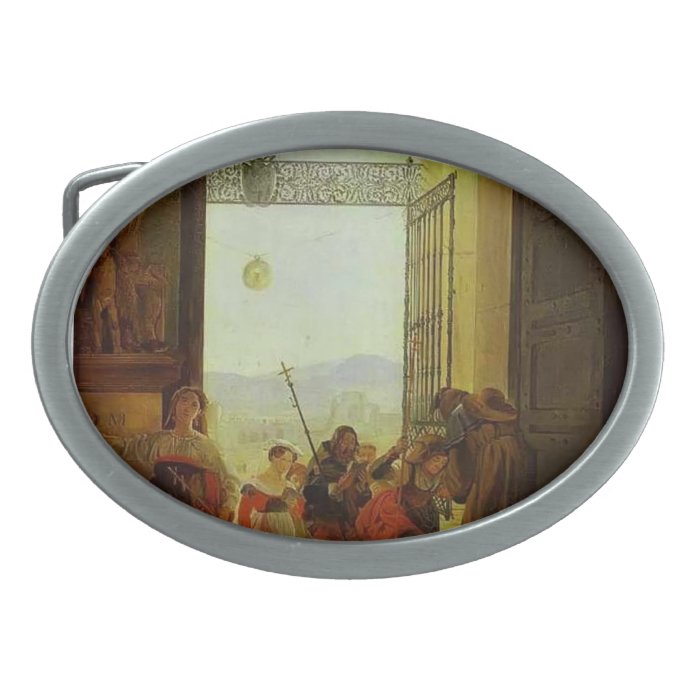 Karl Bryullov  Pilgrims at Lateran Basilica Oval Belt Buckle