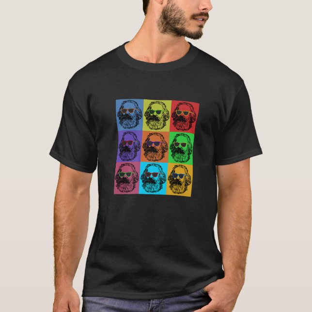 Karl Marx Pop Art, Portrait Revolutioniere, Retro T-Shirt (Front)