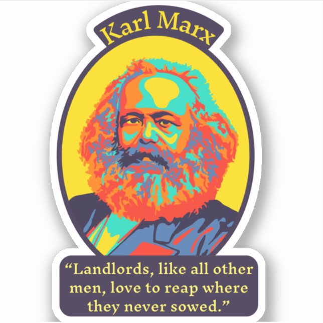 Karl Marx Portrait and Quote Sticker (Front)