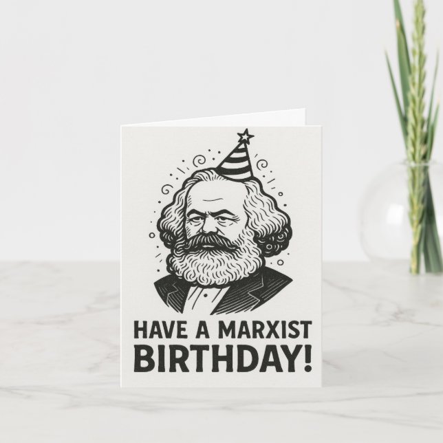 Karl Marx reading books lovers gift Card (Front)