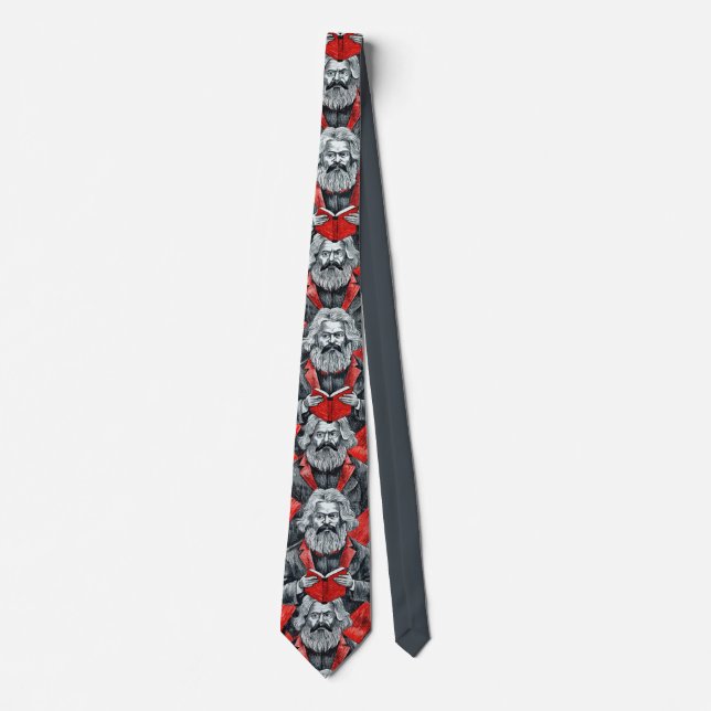 Karl Marx reading books lovers gift Neck Tie (Front)
