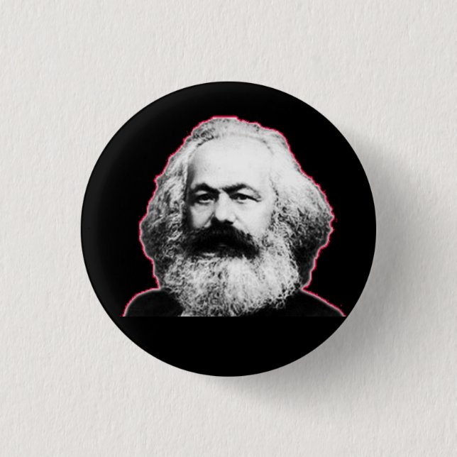 Karl Marx red outline/black Button (Front)