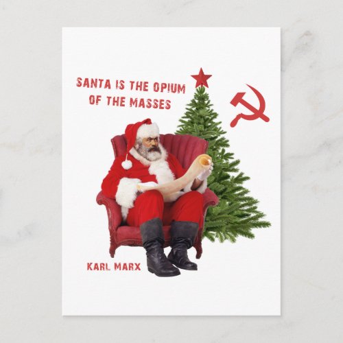 Karl Marx Santa Holiday Postcard
