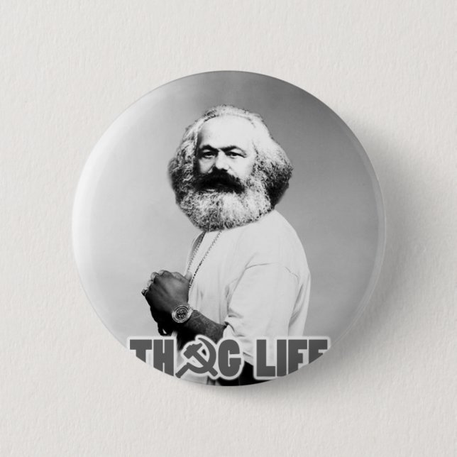 Karl Marx Thug Life Pinback Button (Front)