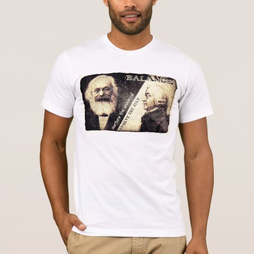 Karl Marx v Adam Smith the zen of _ words on back T_Shirt
