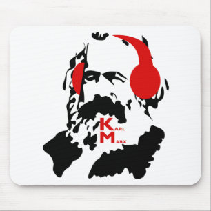 KARL MARX WITH HEADPHONES MOUSE PAD