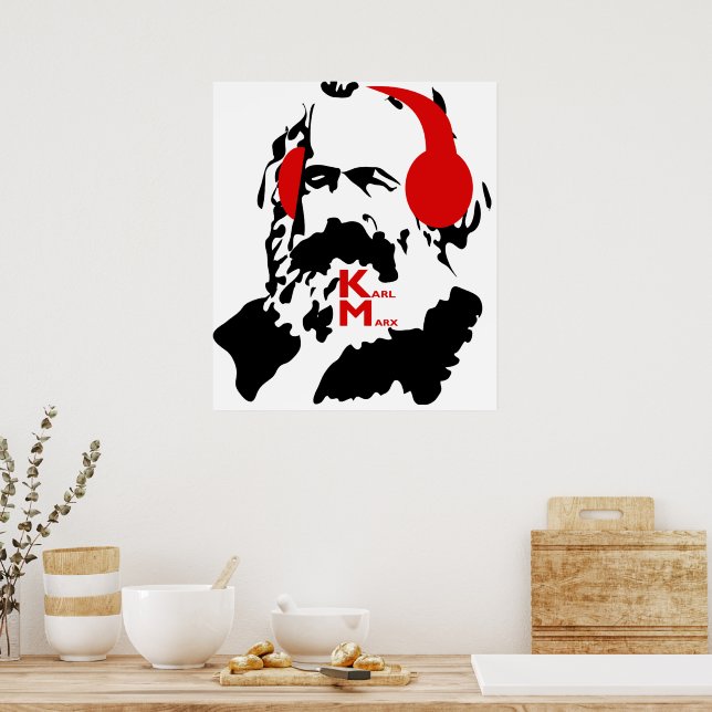 KARL MARX WITH HEADPHONES POSTER | Zazzle