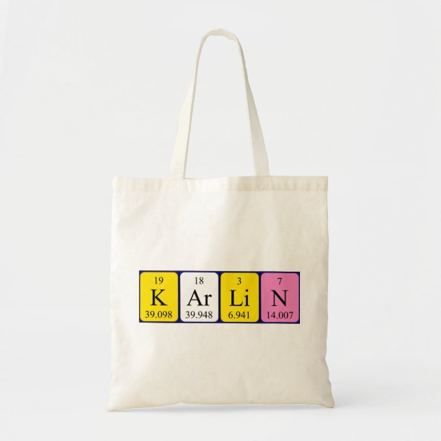 Karlin periodic table name tote bag (Front)