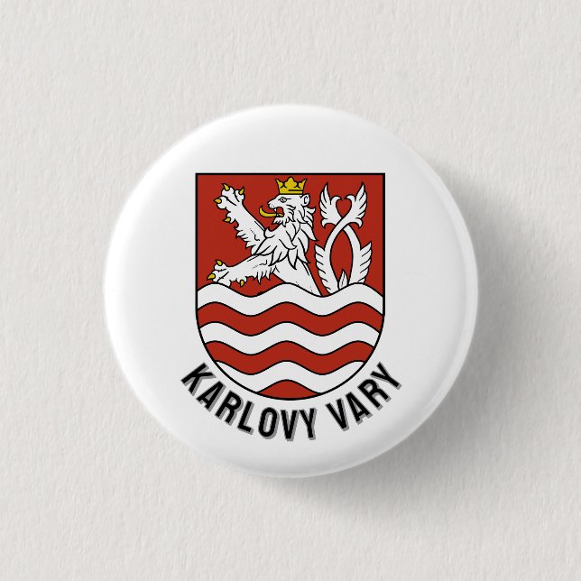 Karlovy Vary coat of arms, Czech Republic Button (Front)