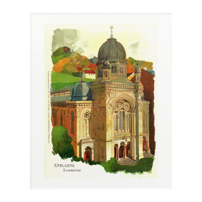 Karlovy Vary (Karlsbad) Synagogue Acrylic Print (Front)