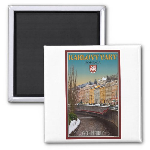 Karlovy Vary _ Semnice River Winter Magnet