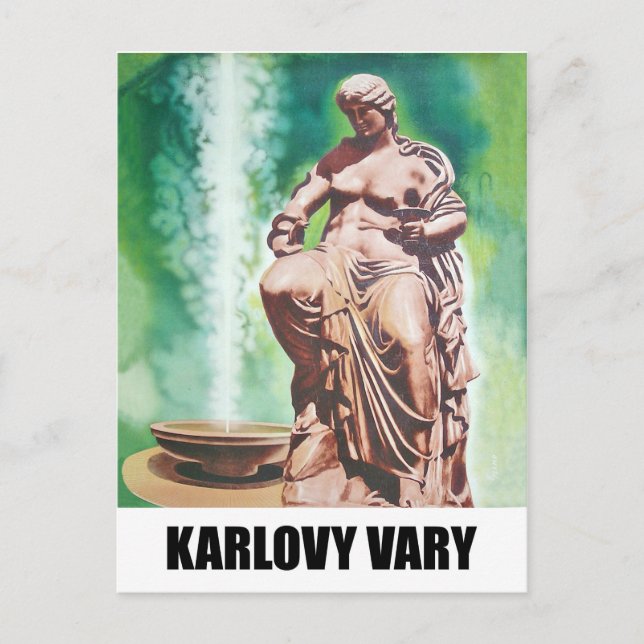 Karlovy Vary spring, woman statue, Czech Republic Postcard (Front)