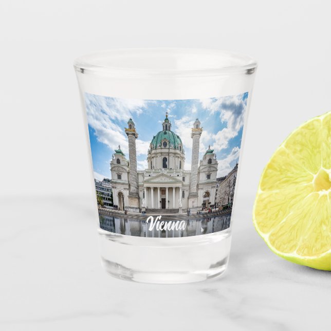 Karlskirche in Vienna, Austria Shot Glass (Front)